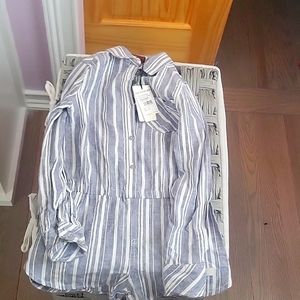 7 for all mankind kind indigo Stripe 6x long sleeve romper